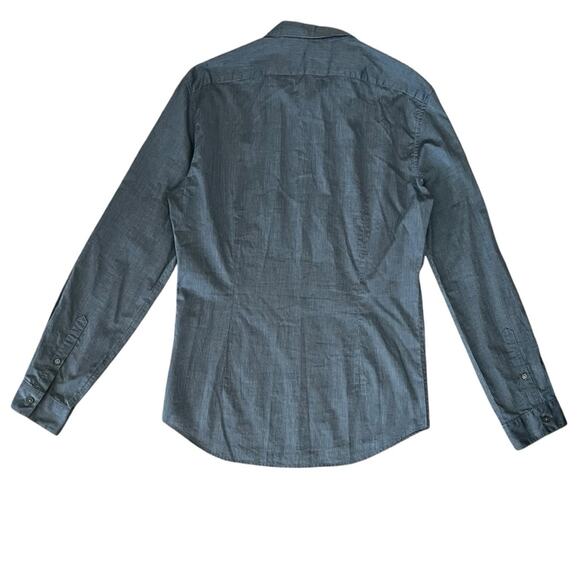 John Varvatos Men’s Slate Blue Gray Slim Fit Striped Button Down Collared Shirt - Picture 5 of 7